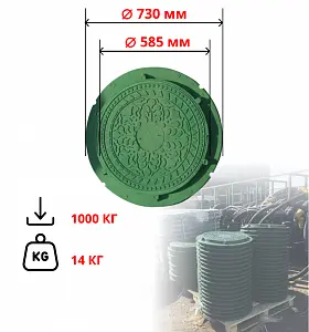 Люк газонный (до 1т.) зеленый, полимерно-песчаный 1